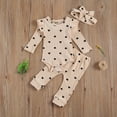 thumbnail image 2 of Okbabeha Newborn Baby Girl Clothes Fall Winter Outfit 0 3 6 9 12 18Months Ruffle Long Sleeve Ribbed Romper+Pants+Headband Set, 2 of 7