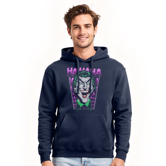 Men's Batman Joker Ha Ha Frame Pull Over Hoodie Navy Blue 3X Large