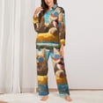 thumbnail image 2 of Lsque Sunglasses Beach Kittens Pattern Long Sleeve Pajama Set for Women - Soft 2-Piece Sleepwear and Loungewear Set with Pockets, Comfy Nightwear-XX-Large, 2 of 7