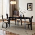 thumbnail image 4 of Wenge in Ash Veneer MDF Wood 6-Person Rectangle Dining Table with Rubberwood Legs, 4 of 10