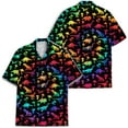 thumbnail image 3 of Rainbow Mushroom Dinosaur Hawaiian Shirt For Men Dinosaur Tie Dye Mens Hawaiian Shirts Short Sleeve Button Down Shirt Men, 3 of 7