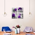 thumbnail image 4 of Purple Wall Art Bathroom Decor Rose Flower Canvas Prints Black and White Grey Background Romantic Love Painting Artwork Couple Bedroom Pictures Floral Posters Living Room Home Decorations 12x12 4 Pcs, 4 of 6
