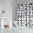 thumbnail image 2 of Blue Geometric and Striped Pattern Shower Curtain 72"x72" ,Bathroom Decorative Shower Curtains Set with 12 Hooks,Modern Waterproof Washable Shower Curtain, 2 of 6