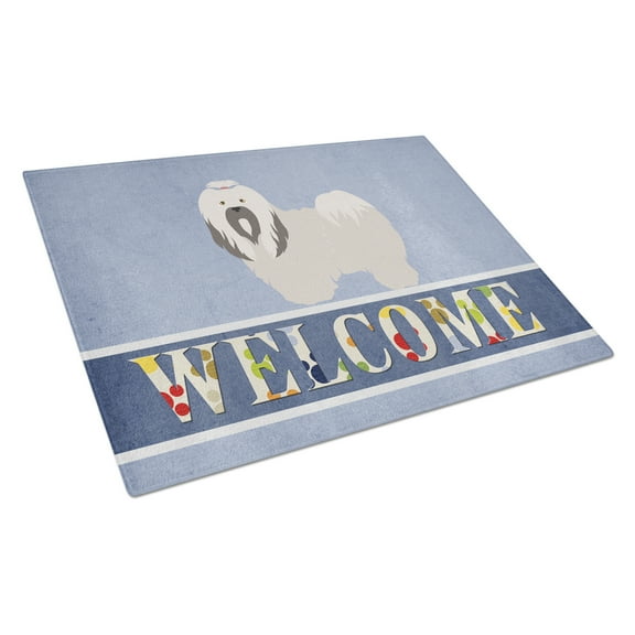 Caroline's Treasures Lhasa Apso Welcome Glass Cutting Board Large