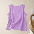 thumbnail image 2 of Ichuanyi Womens Summer Cotton Linen Tank Tops Sleeveless Blouse Loose Round Neck Casual Tank Top Shirts, 2 of 6