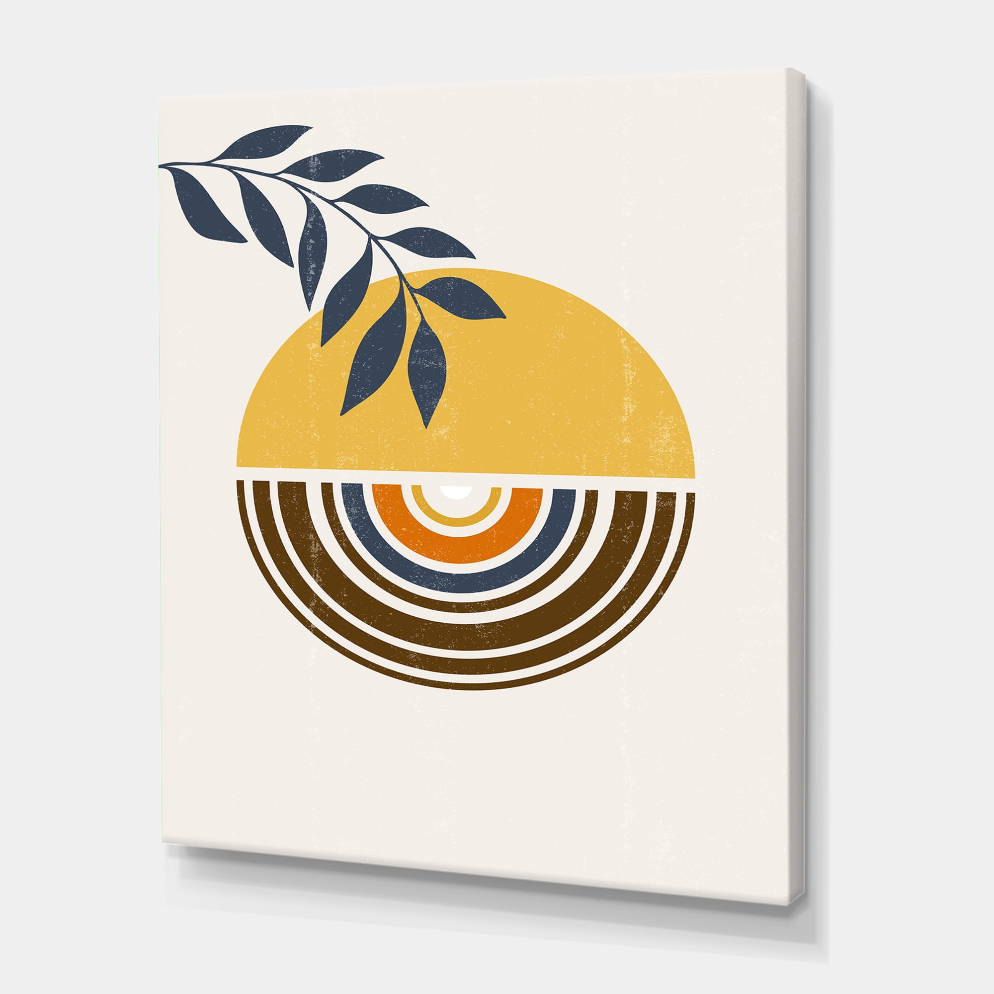 Designart ' Abstract Sun and Moon Leaves ' Modern Canvas Wall Art Print