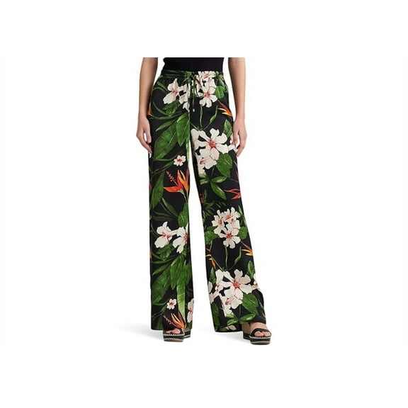 LAUREN Ralph Lauren Floral Satin Charmeuse Wide-Leg Pants Multi