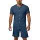 thumbnail image 2 of Camisetas de Manga Completa Hombres Bolsillo de Color Sólido Camiseta de Cuello Redondo de Manga Corta Abierta Completa con Pantalones Cortos de Cintura Elástica para Al Aire Libre, Casual, Uso Diari, 2 of 9