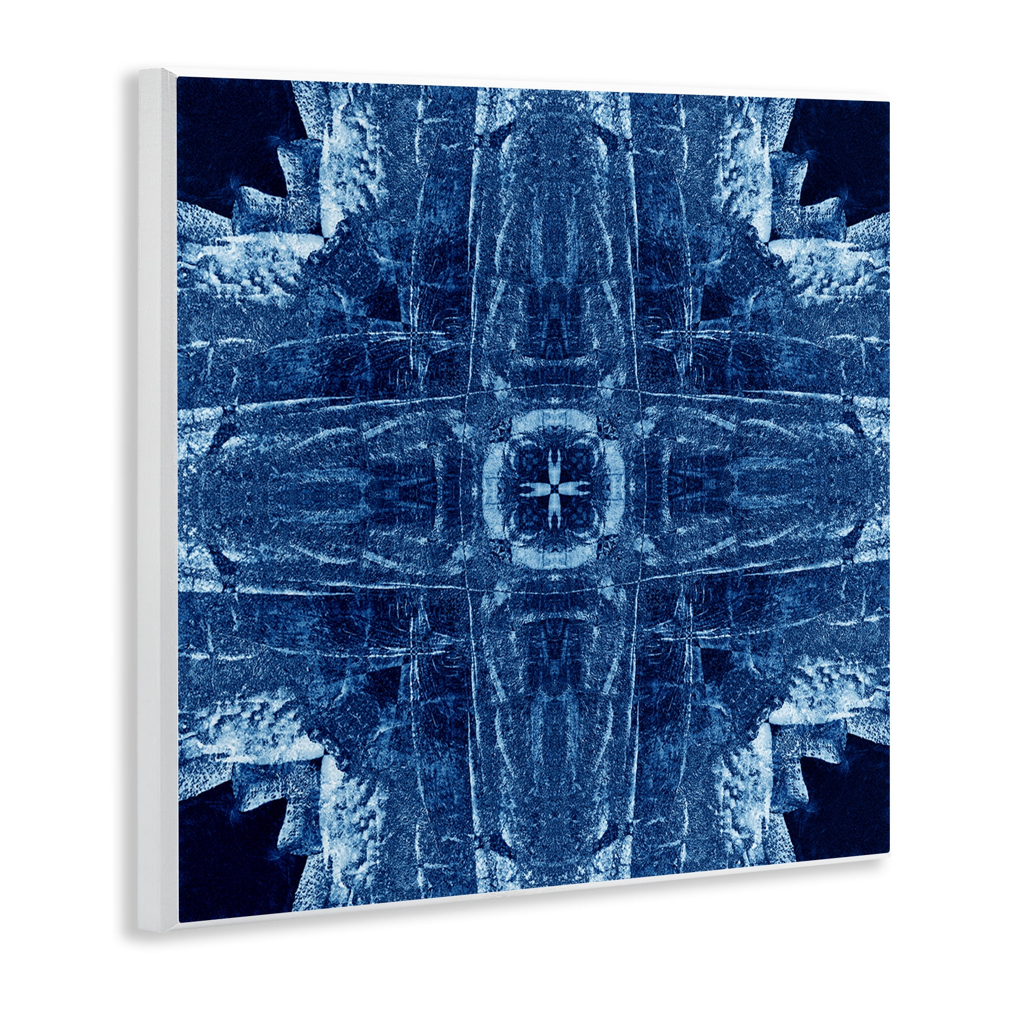 Stupell Industries Navy Blue Geometric Shapes Abstract Painting Unframed Art Print Wall Art, 12 x 12