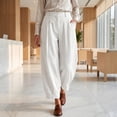 thumbnail image 5 of Casual Pants for Women Fashion High Waisted Loose Fit Cotton Linen Style Wide Leg Trousers with Pockets, 5 of 6