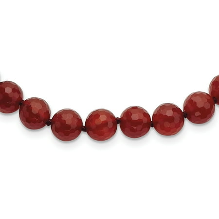 Carnelian Museum - 925 Sterling Silver 8-8.5mm Faceted Carnelian Necklace 18 Inch