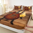 thumbnail image 3 of Feelyou Wooden Guitar Kid Queen Sheet Sets, Modern Music Style Bed Set, 4-Piece, 3 of 7