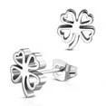 thumbnail image 2 of Stainless Steel Four Leaf Clover Shamrock Love Heart Cut-Out Stud Post Earrings, 2 of 2
