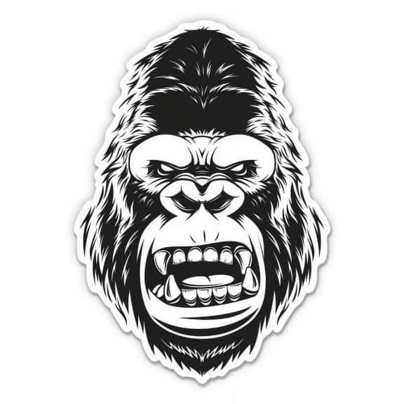 Angry Ape Gorilla - 3" Vinyl Sticker - For Car Laptop I-Pad Phone Helmet Hard Hat - Waterproof Decal