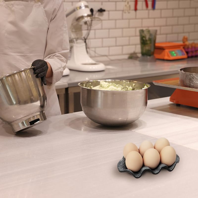 ABCISI 6 Cups ceramic egg holder, Decorative Serving Egg Stand, Holds Half Dozen Eggs for Fridge & kitchen Countertop Display (black)