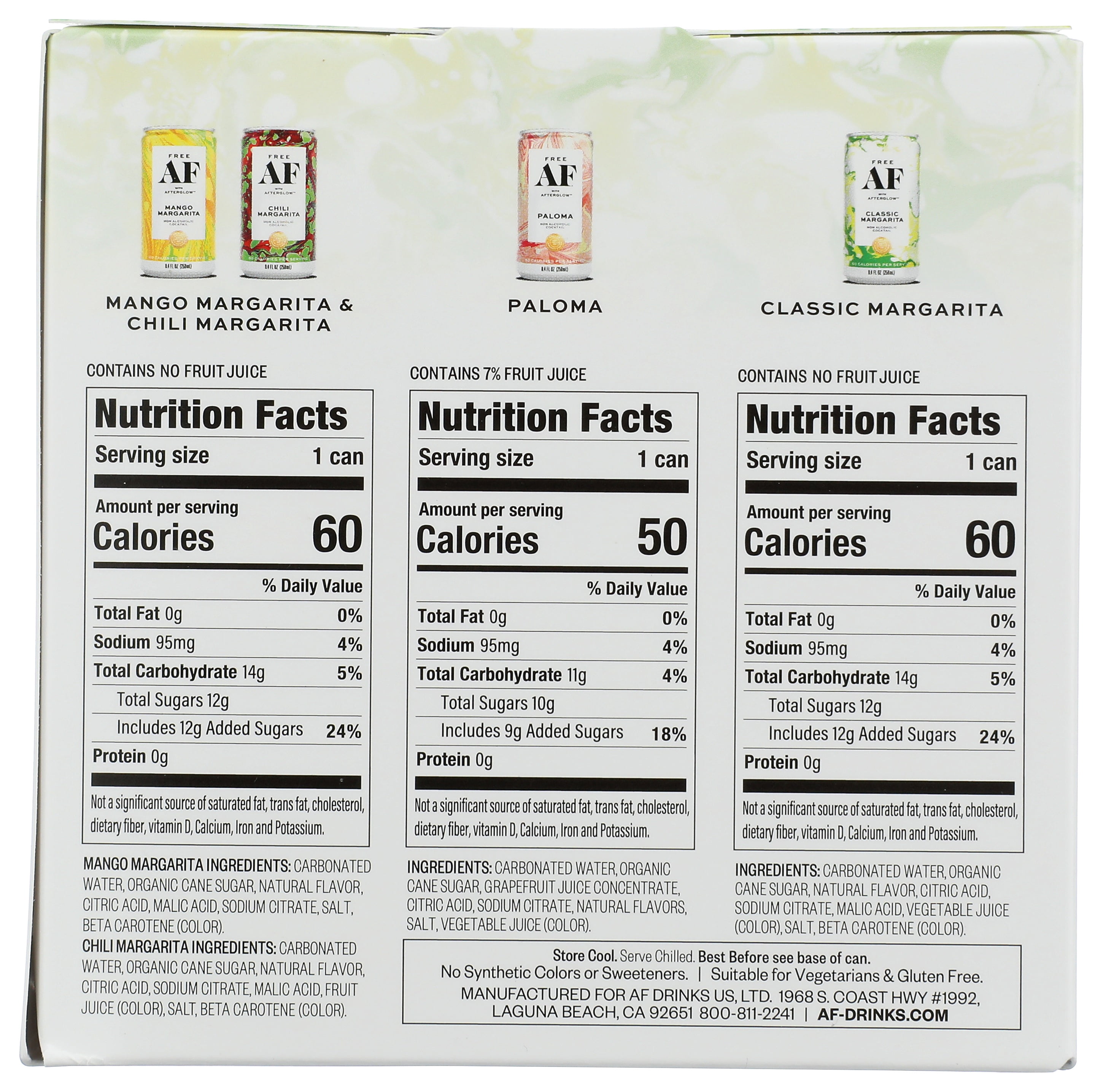 Free AF, Low Calorie, Margarita Variety, Recyclable Cans, 4 pack