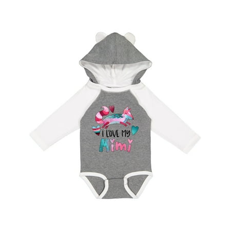 

Inktastic I Love My Mimi Pink and Blue Fox with Hearts Gift Baby Boy or Baby Girl Long Sleeve Bodysuit