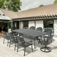 thumbnail image 2 of Hzzkey 8-Person Rectangular Cast Aluminum Patio Set with 2 Swivel Chairs,Cushions & Umbrella Hole, 2 of 11