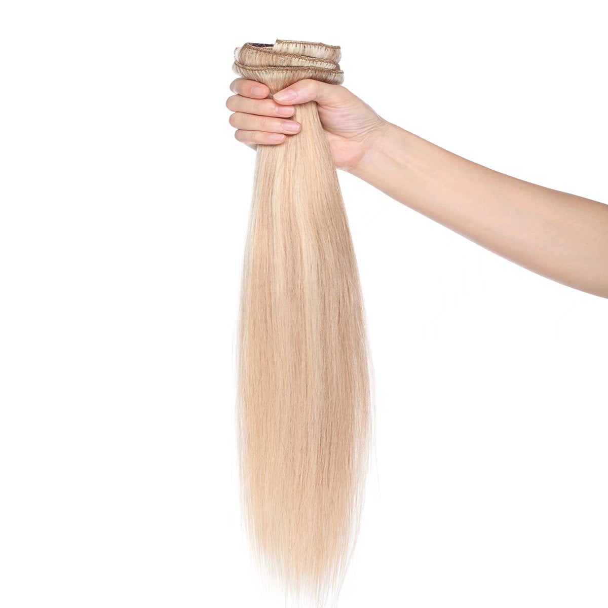 MY-LADY Extra Thick Clip in 100% Remy Human Hair Extension Double Weft Full Head Natural Hairpiece 110-170g #18P613 Ash & Bleach Blonde22inch