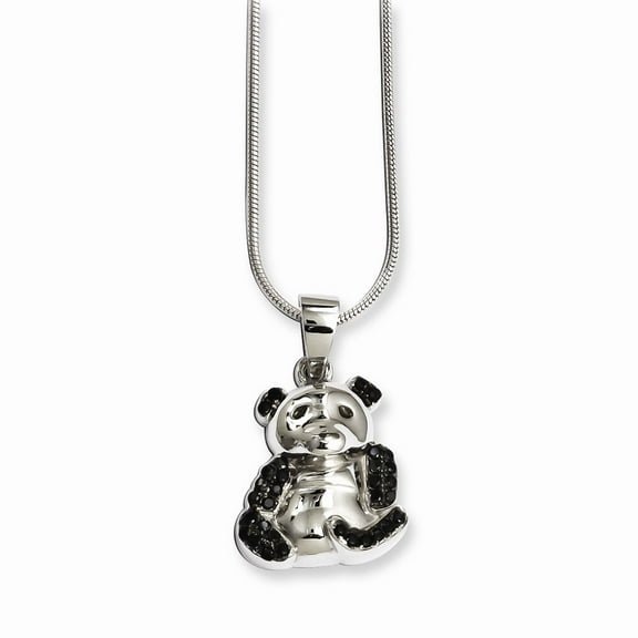 Sterling Silver and Cubic Zirconia Brilliant Embers Bear Necklace - 18 Inch