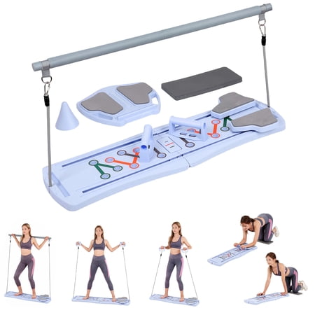 Foldable 6-in-1 Pilates Reformer Board Kit for Women, Portable Pilates Reformer Home Gym with Resistance Bands & Phone Holder – Full Body Pilates Machine for Home Workout (Purple)