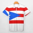 thumbnail image 3 of Puerto Rico Flag Men Zipper T-shirt Summer Casual Short Sleeve T-shirt Top, 3 of 7