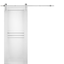 Modern Barn Door 42 x 96 inches / Mela 7444 White Silk / Stainless Steel 8FT Rail Track Set / Solid Panel Interior Doors