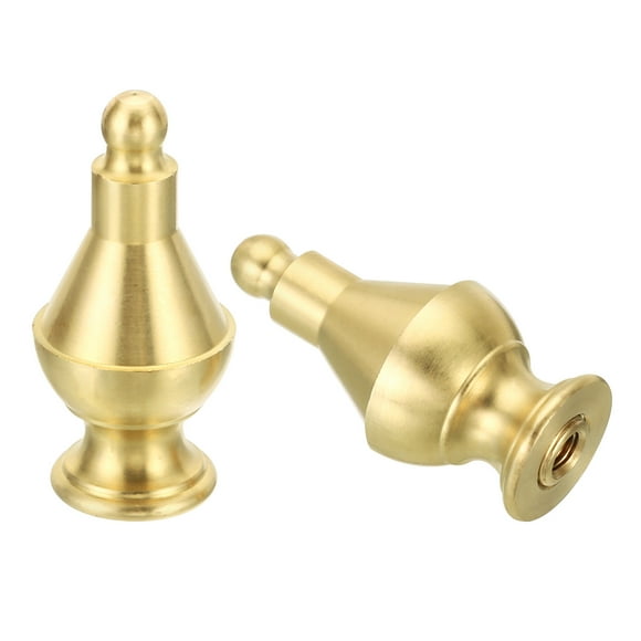 Unique Bargains 2' Tall Brass Lamp Finials Cap Knob 2 Set Lamp Screw Holder Tapped 1/4-27 Table Floor Lamp Shade Decorations