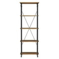 thumbnail image 3 of Weston Home Clayton 5 Shelf Narrow Wood and Metal Bookcase, Brown, 3 of 6