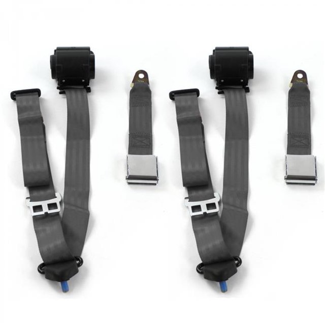 Airplane 3 Point Charcoal Retractable Bucket Seat Belt Kit for VW Type 2 Split 1949-1967 - 2 Belts