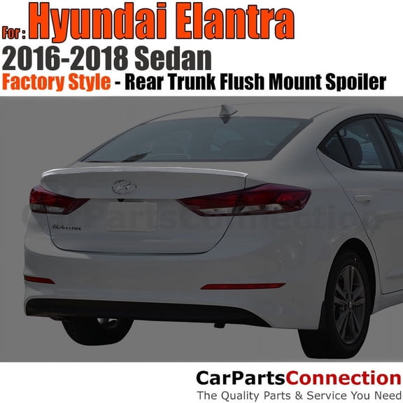 Trunk Spoiler Compatible With 2017-2018 Hyundai Elantra Sedan Factory Style Flush Mount Painted Color Y8 / Y8S Platinum Silver Metallic No Drill Install