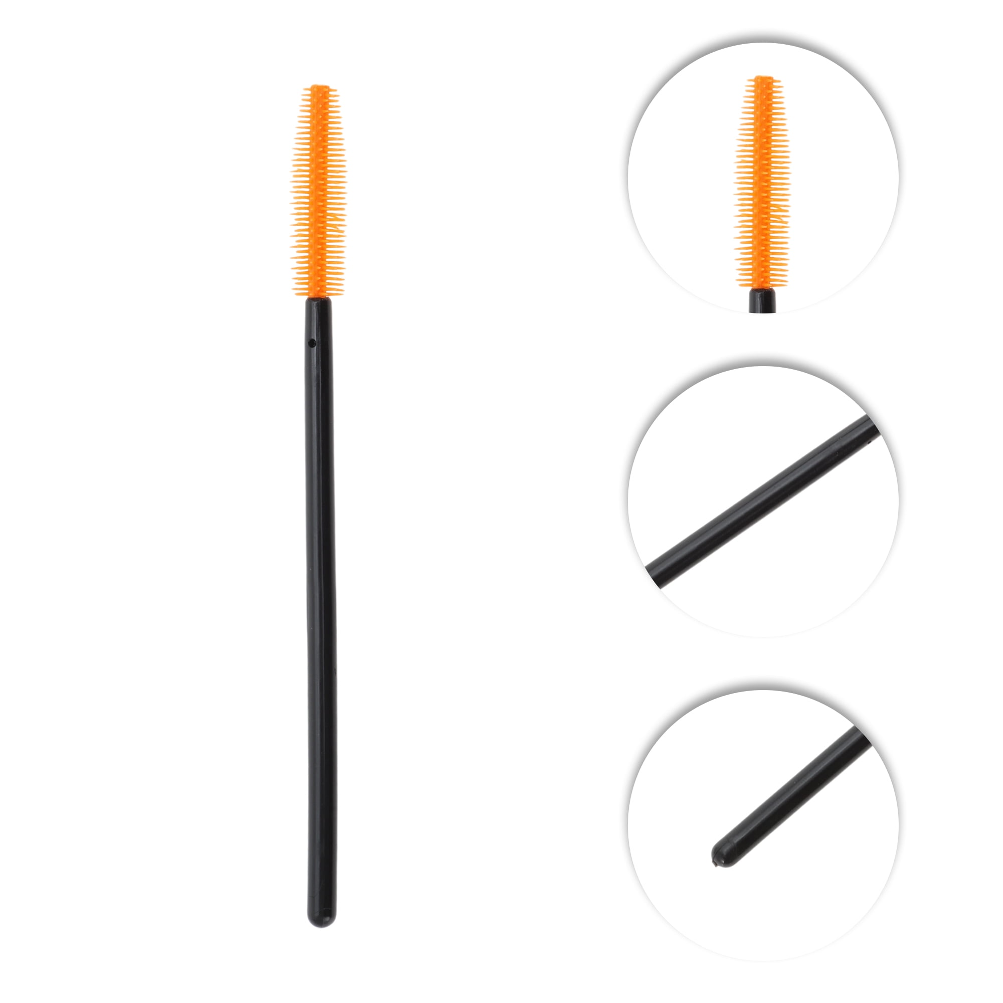 Unique Bargains Makeup Lightweight Silicone Eyelash Brush Black Orange 50 Pcs