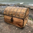 thumbnail image 5 of Nautical Cove Antiqued Finished Wood Treasure Chest with Decorative Iron Strips with Lock and Skeleton Keys, Wooden Keepsake Box, Pirate Decor, Storage Chest, X-Large 16x12x12, 5 of 9