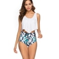 thumbnail image 1 of Womens High Waisted Tankini Swimsuits 2 Piece Tummy Control Floral Ruffle Flounce Bikini, 1 of 4