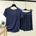 thumbnail image 2 of MGDXOX Women's 2 Piece Chest Pocket Short Sleeve Top & Ruffle Hem Shorts Pajama Set Soft Loungewear Sleepwear Blue XXL, 2 of 5