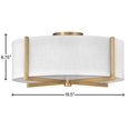 thumbnail image 2 of 19.5 Inch 51W 3 Led Medium Semi-Flush Mount-Heritage Brass Finish-Off-White Shade Color Hinkley Lighting 41708Hb, 2 of 14