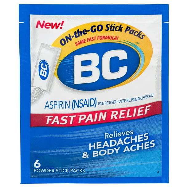 BC Aspirin Pain Relief Powder, Relieves Headaches, 6 Count Walmart