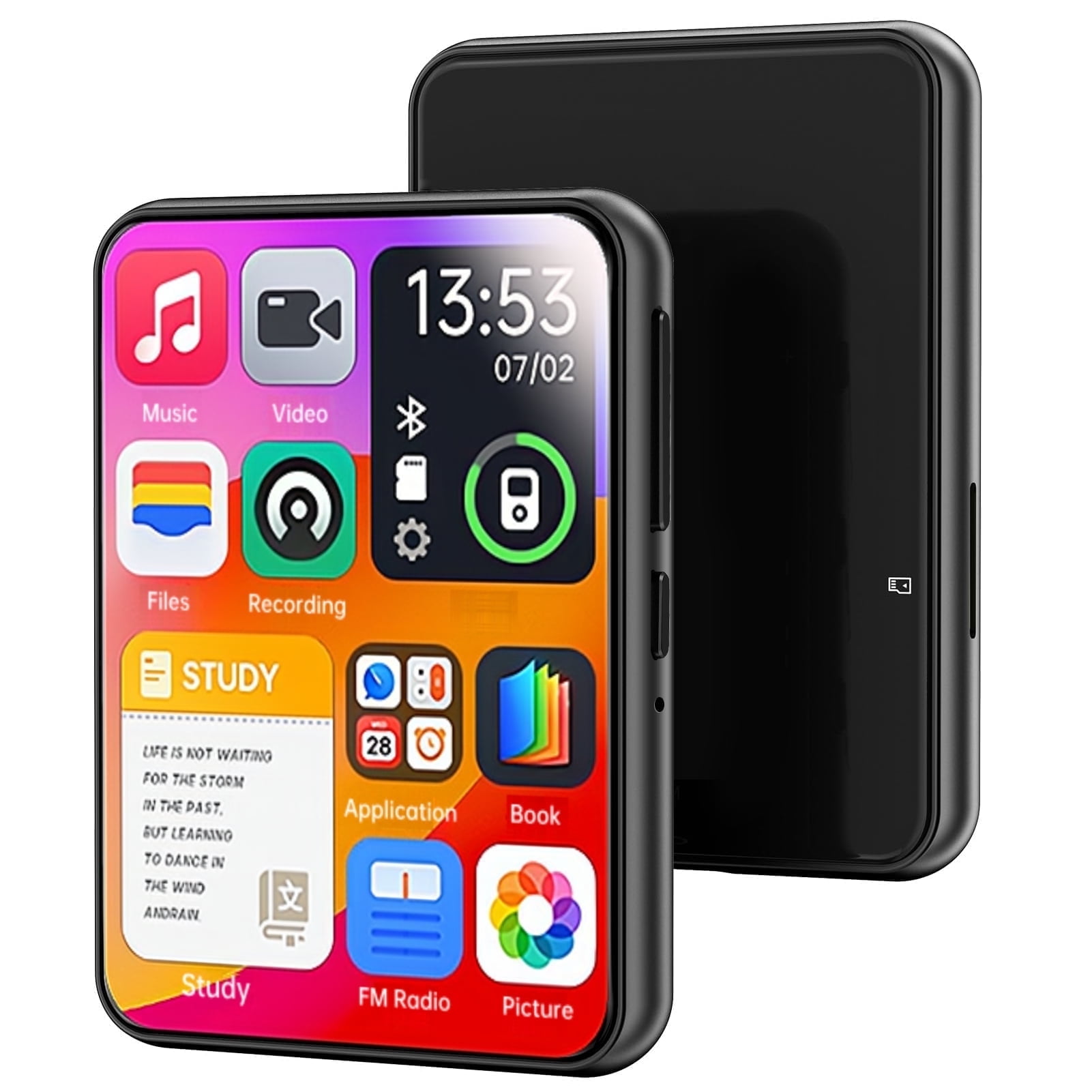 256GB Support Mp3 Player with Bluetooth, Portable Digital Lossless Music Player with 2.4 in Full Touchscreen, Mp4 Video Player with Speaker & Earphones, FM Radio, Voice Recorder, E-Book