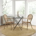 thumbnail image 2 of Merrick Lane Set of Two Stacking Thonet Bistro Style Chair with Arms, White & Gray PE Rattan Seat, and Bamboo Metal Frame for Indoor/Outdoor Use, 2 of 18