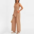 thumbnail image 5 of HXWCHs Jumpsuits with Pockets for Women Women's Casual Summer Jumpsuit Sleeveless Wide Leg Romper with Long Pants for Stylish Outfits M Khaki, 5 of 8