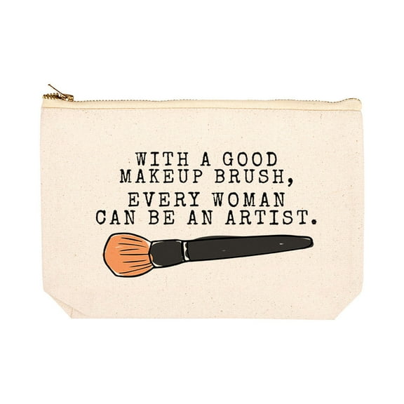 Koyal Wholesale Funny Makeup Bag Canvas Cosmetic Bag With A Good Makeup Brush Every Woman Can Be An Artist Makeup Pouch