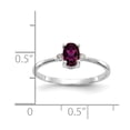 thumbnail image 3 of 14K White Gold Ring Band with Stones (06) June Garnet (Rhodolite) Oval Red Diamond Round, Size 8, 3 of 5