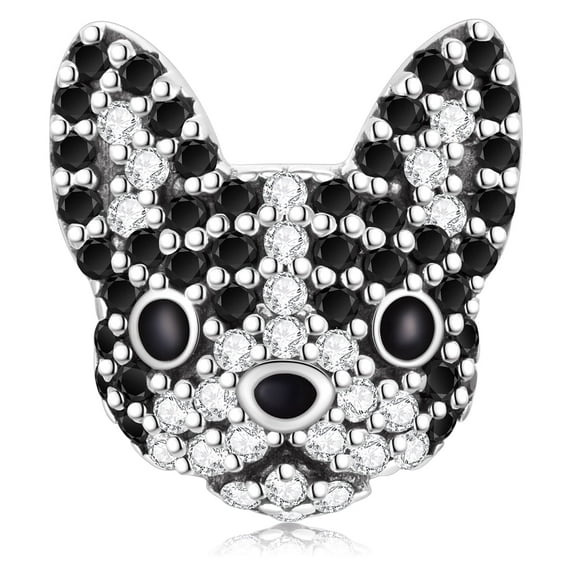 Boston Terrier Charm 925 Sterling Silver Charm, Gift Box Packaging