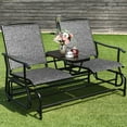 thumbnail image 1 of Gymax Patio 2-Person Glider Rocking Char Loveseat Garden w/ Tempered Glass Table Grey, 1 of 10