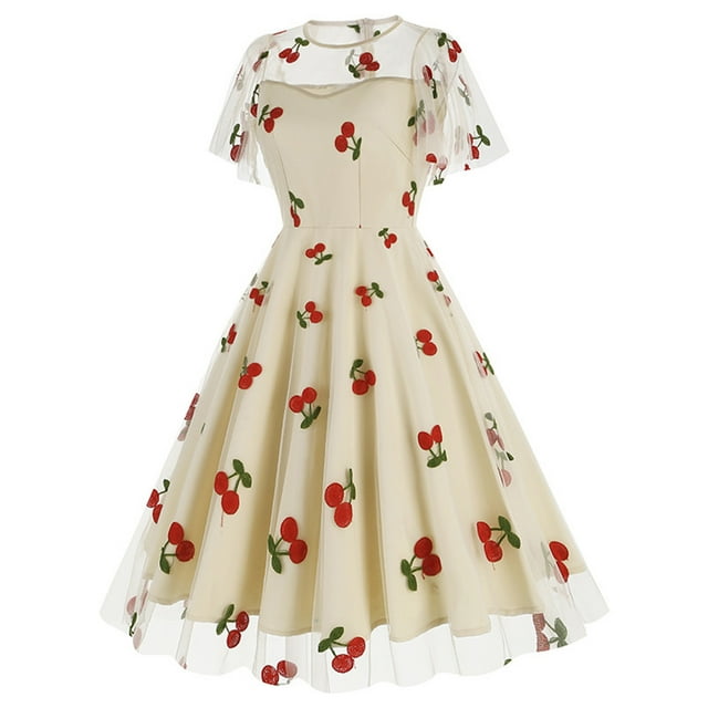 Jusqu'à 65 % de Réduction sur Robe à Manches Courtes Col Rond Iumwxz pour Femmes Robe en Tulle Tunique à Fermeture Éclair Robe Princesse Imprimé Fruit Robes d'Été pour Femmes Robe Habillée pour Vêtements d'Extérieur