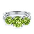 thumbnail image 4 of Gem Stone King 2.35 Cttw Round Green Peridot 3-Stone Ring in 925 Sterling Silver | Three Stone Wedding Engagement Anniversary Promise Ring for Women | Available in Size 5, 6, 7, 8, 9, 4 of 6