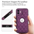 thumbnail image 2 of Compatible WIth iPhone 12 Phone Case with Logo Window,Trendy Diamond-checkered Pattern PU Leather Soft TPU Ultra Slim Anti-fall Shockproof Protective Back Cover Phone Case,Deeppurple, 2 of 7