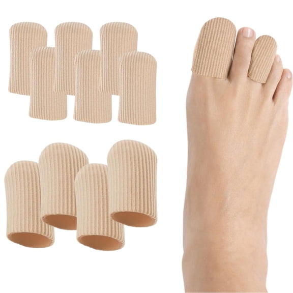 GadgetNestUSA 10PCS Gel Toe Protectors Set – Soft Silicone Toe Caps & Fabric Sleeves for Toe Cushioning and Daily Comfort – Flexible Protective Covers for Walking, Running & Shoes, 4 Large 6 Medium