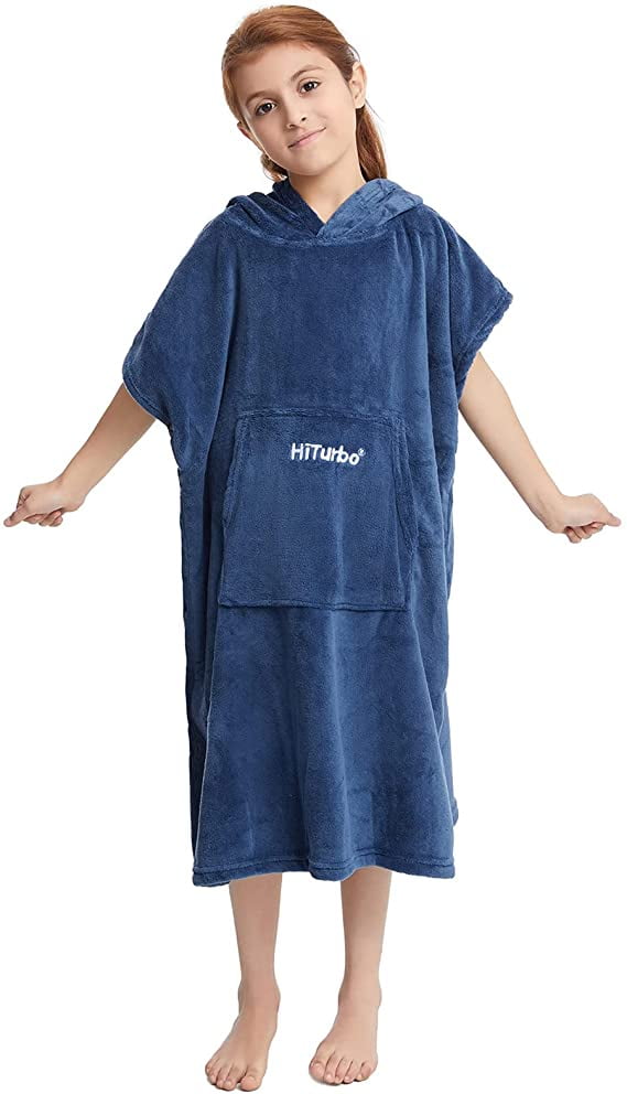 Hiturbo Kids Changing Towel Robe, Quick Dry Surf Poncho Swim Bathrobe