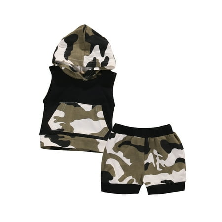 

Farrubbyine8 2pcs Infant Baby Boy Girl Hooded Vest Tank Top Shorts Pants Sets